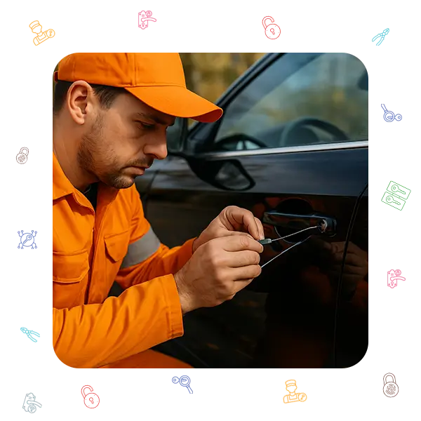 Professional Locksmith Unlocking Car Door Service Locksmith unlocking black car door